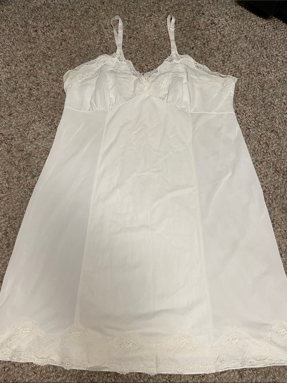 Vintage White Lace-Trim Slip  - vanity fair for eatons